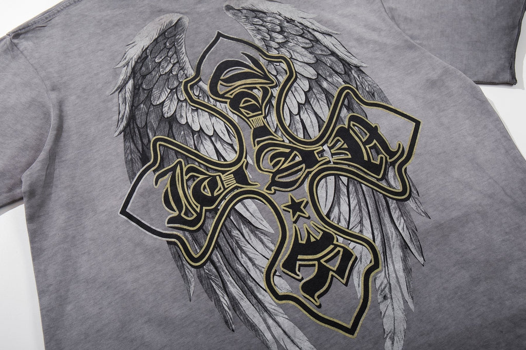 MAJESTIK Winged Cross Graphic T-Shirt — detail